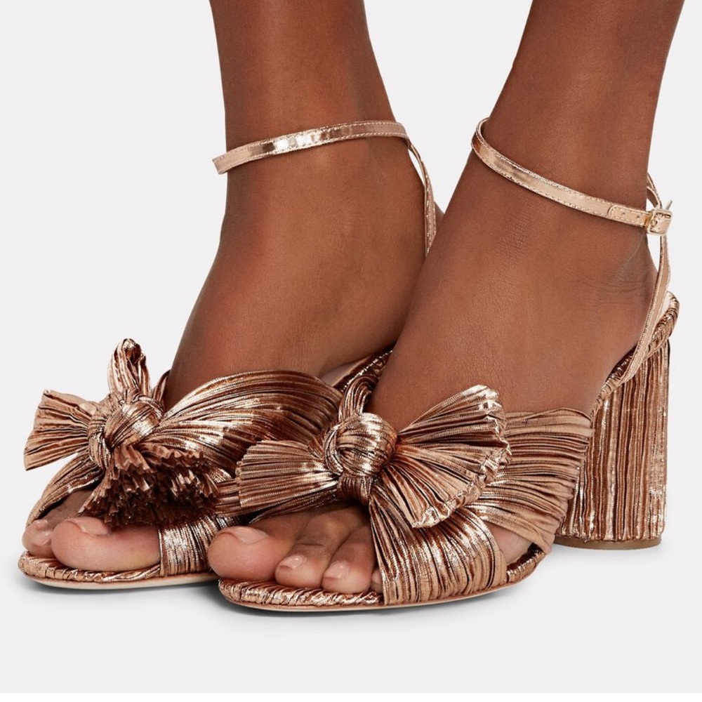 LOEFFLER RANDALL Camellia Knotted Metallic Sandals size 6.5 B